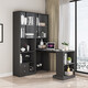 UFSAGCG Corner Pliage Biber étagère intégrée Simple Modern Student Home Desk Ordinking Bureau Écriture Bibliothèque Single Armoire + Table pliante supérieure Longueur gris foncé 1396 * 35