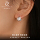 Duozun pt950 genuine platinum ear hooks for women, platinum square earrings, new Chinese Valentine's Day gift for girlfriend, square ear hooks, 1.3g (pair)