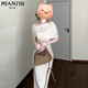 
Cotton French off-shoulder waist-retracting pleated short-sleeved dress for women in summer 2025 new high-end temperament slim long skirt 753 gray apricot color [high quality 27.5] M 95-110Jin [Jin equals 0.5 kg]