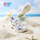 Xtep Children's Beach Shoes Summer Girls, Middle and Large Children Knob Buckle Easy to Put on and Take Off Comfortable, Breathable, Fashionable and Versatile Sandals Snow Blue Purple/Tranquility Blue 33