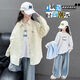 Girls Spring and Autumn 2025 New Medium and Large Children's Casual Shirts Children's Wear Boys' Style Tops Blue 170
