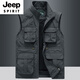 
JEEP SPIRIT spring and summer thin work vest men's multi-pocket outdoor wearing fishing photography tactical vest jacket 718-spring and summer-black thin XL (suitable for 140-155 Jin [Jin equals 0.5 kg])