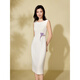Pink Blue Garderobe [Yu Mengdie] 2025 Sommer neuer Handdekorated ein Länge weißes Porzellanhülsenkleid für Frauen 552L688 Vanilleapricot xl
