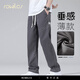 rowilcs品牌薄款新款轻奢春夏季牛仔裤男士男裤宽松直筒夏季休闲阔腿裤男 1048蓝色 薄款 M 100-110 斤
