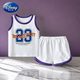 Disney boys summer clothing cartoon vest set 2025 new boys clothes fashionable baby girls shorts sleeveless two-piece set white yellow 130 cm (height 125-13555-65)