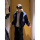 Shelley Jones American cleanfit jacket men's autumn high-end handsome lapel navy blue bomber jacket baseball uniform navy XL recommended 125-135Jin Jin equals 0.5 kg