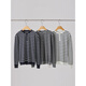 2025 New Men's Bottoming Sweater Korean Style Loose Henley Collar Contrast Color Striped Long Sleeve Sweater Dark Gray 2XL