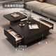 Zhixing Italian gray slate coffee table light luxury high-end style small apartment living room home Italian minimalist 2025 new square coffee table square + T new Italian gray slate black frame black cabinet 80 slate + side table 60