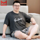 猫人（MiiOW）夏季睡衣男大码莫代尔短袖薄款宽松圆领休闲加肥加大家居服300斤 MDR723深灰条纹 3XL [建议180-220斤]