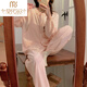 Modal Dünner Frühlings- und Sommerstrustkissen rosa Pyjamas reiner Baumwollbeschlussanzug für Schwangerschaft nach Schwangerschaft Stillkleidung 6. Mai 677# rosa Spitze (abnehmbares Brustpolster) XL (125-145jin [Jin gleich 0,5 kg]))