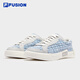 
FILAFUSION FilaFUSION Canvas Shoes Small Flavor Women's Shoes 2025 Autumn New Checked Spliced Board Shoes Quiet Gray/Milky White-QA 37.5
