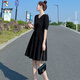 Woodpecker Small Dress Summer Women's 2025 New Age Reducing Temperament French Waist Slimming Skirt Women's Clothing Summer Black M [Suggested 100-115Jin [Jin equals 0.5 kg]]