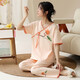2025 new cotton pajamas for women's summer short-sleeved Chinese style cute summer cropped pants cartoon casual home clothing 9906 M [80-100Jin [Jin equals 0.5 kg]]