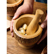 Shijin garlic pounder wooden Thai solid wood garlic mortar household manual garlic mashed artifact garlic pounder grinder garlic peeler large