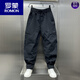 
ROMON 2024 Autumn Zipper Scimitar Working Pants Men's American Loose Straight Harem Pants Outdoor Versatile Casual Pants Black M