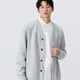 MINISO Cardigan Knitted Jacket Men's Autumn and Winter New Men's V-neck Heavy Cotton Button Sweater Loose Casual Autumn Top 350G Heavy Hemp Gray L /175 (Full refund for quality issues within 30 days)