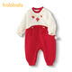 Balabala shopping mall same style children's jumpsuit girls' velvet sweatshirt spring 2025 new season white and red tone 00416 90cm
