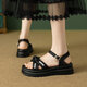 Thick-soled summer sandals for women 2025 new fairy style sweet skirt sandals wear strap sandals on the outside, off-white 37