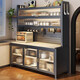 
Kitchen storage rack dining side storage cabinet floor-standing multi-layer stone side cabinet multi-function storage cupboard cabinet stone slab high-end gray (120 long) six-layer-with rock slab countertop