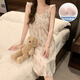Jingpufei HelloKitty Yunduo cotton pajamas women's suspender nightgown cute chest pad home clothes 9922# nightgown-with chest pad XL 170