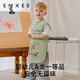 EMXEE children's painting smock, anti-dirty and waterproof apron, kindergarten art painting protective clothing, baby eating bib, green, short-sleeved, 120 cm