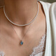 S925 silver natural aquamarine pendant necklace women's accessories 2025 new style simple light luxury total length about 46cm