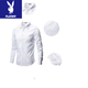 Playboy (PLAYBOY) Business formal wear men's job interview professional outfit long sleeve shirt trousers suit college graduate photo shirt men long white shirt + black trousers + belt L 30