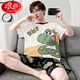Langsha Herren Pyjamas Sommer Pure Cotton Short Sleeve Shorts Dünne niedliche Cartoon Teenager Großgröße Jungen Kleidungsanzug Daimeiya-6627 m kleiner Größe M Code (70-90jin [Jin entspricht 0,5 kg]))
