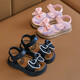 Children's Princess Sandals 2025 New Summer Anti-Slip Soft Sole Girls' Velcro Velcro Small Children's Baby Beach Shoes Black 35 Inner Length 21CM