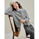 Inman Grey Cable Sticked Flower Pullover 2025 Herbst Frauen neuer Retro loser gestrickter Pullover Strickjacken Noble Grey S