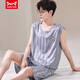 Catman (MiiOW) summer ice silk pajamas for youth thin extra-large size men's vest sleeveless shorts home clothing set 9901 ice silk M men's style 80--100Jin [Jin equals 0.5 kg]