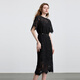 Drei Farbe 2025 Sommer Neues Spitzenkleid Zweiteiler Gürtel Taille geschlossen romantisch schwarz l 165/88a