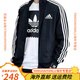 阿迪达斯（adidas）春秋季经典男女纯棉运动外套立领开衫休闲卫衣情侣拉链夹克 三叶草黑色字母款外套 M 身高165-170cm