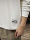 Luo Meng spring and autumn heavy cotton men's sweatshirt loose large size American fashion brand top Henry collar long-sleeved T-shirt bottoming shirt white L suitable weight 130-145Jin Jin equals 0.5 kg