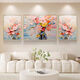Peach Beauty Creme Blume Wohnzimmer Dekoration Gemälde Textur Triptychofa Hintergrund Wand Zusammenfassung Hängende Malerei Moderne einfache Wandveränderung 3890 Nektar-C [Standard goldbürstete Aluminium-Legierungsrahmen] Medium 70*50 Seiten 35*50 [Textilkristallporzellanstrich]