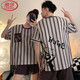 Langsha Pareja Pajamas Summer 2025 Nuevo caricatura de pantalones cortos de algodón puro de algodón suelto y se puede usar en el juego de dos piezas externo de ropa casera AQT693 L Hombres [90-120Jin [Jin equivale a 0.5 kg]]]