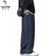 Woodpecker (Tucano) American Casual Hosen für Herrenherbst- und Wintermodemarke High Street Wide-Bein-Sporthosen für Männer losen gerade große Größe der Schwergewicht 10921-Hk9209 Navy Blue Regulal M etwa 90 ~ 115 Jin [Jin gleich 0,5 kg] kann getragen werden können