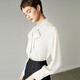 Yanyu bow tie long-sleeved shirt women's autumn 2025 temperament professional commuting satin shirt white M