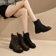 Daphne Martin boots women's new breathable short boots British style thick sole heightening versatile boots black 37