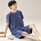 
ZIPJBX Gulu Clothing Men's Pajamas Summer Round Neck Short Sleeve Shorts Casual Set Loose Simple Thin Home Clothing Set z-6623# L (Suggested 100-120Jin [Jin equals 0.5 kg])
