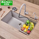 
Yidiou Quartz Stone Kitchen Sink Washing Basin Granite Washing Basin Large Single Tank Washing Basin 7170 Limited time order to send drain basket reinforcement with undercounter basin