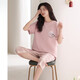 Modal Pajamas de algodón delgado Summer Summer Pantalones de manga corta de manga corta Gran tamaño Casual Summer's Women's Home Cloting 1283 Pink M 160 [85-100Jin [Jin iguala 0.5 kg]]]