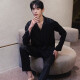 Montagut pijama de pijamas para hombres y otoño seda de hielo de manga larga nueva traje de rayas para hombres ropa para jóvenes para jóven