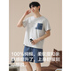 
Hengyuanxiang men's pajamas men's summer short-sleeved pure cotton shorts suit can be worn outside home clothes, all cotton summer thin style 16759 L (recommended 110-115Jin [Jin equals 0.5 kg])