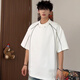 Qijungou (Qijungou) weißes schweres hartes Hemd für Jungen in Sommeroutfits Trendy Marke Kurzärmel dekonstruierte Spleißdesign Sinn für sieben Viertelhüllen 1421. Black M.
