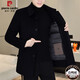 Pierre Cardin Wool Double-sided Wool Coat Men's Mid-Length Lapel Windbreaker Men's 2025 Winter Lined Jacket Black F11 (Double-sided Wool + Goose Down Lined) M Recommended 95-115 Jin Jin equals 0.5 kg
