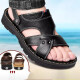 Taiwan Red Dragonfly Sandals Men's 2025 new genuine leather thick-soled beach summer wear dad's non-slip wear-resistant dual-purpose sandals 9928 brown 38