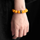 Fan Jialun beeswax bracelet men's collection-grade amber demon flower old wax bracelet s925 silver jade beads six-word motto 10mm demon flower beeswax