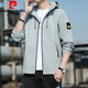 Pierre Cardin Jacke Herren 2025 Frühlings- und Herbst Neue Kapuze Dünne Jugendliche Lose Jacke Kurzfarbige Jacke K12131 Black M [Empfohlen 100-110jin [Jin entspricht 0,5 kg]]