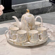 Light luxury high-end tea set 2025 new ceramic water cup teapot teacup home living room hospitality wedding gift warm yellow stone pattern dolphin tea set gift box set